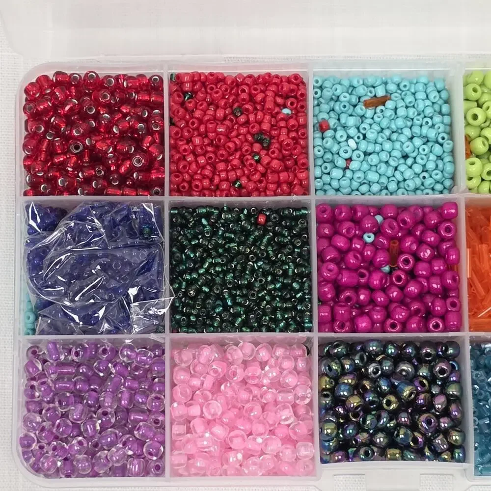 Mixed Color Jewelry Making Bead Assortment in Organizer Case Glass Plastic Craft